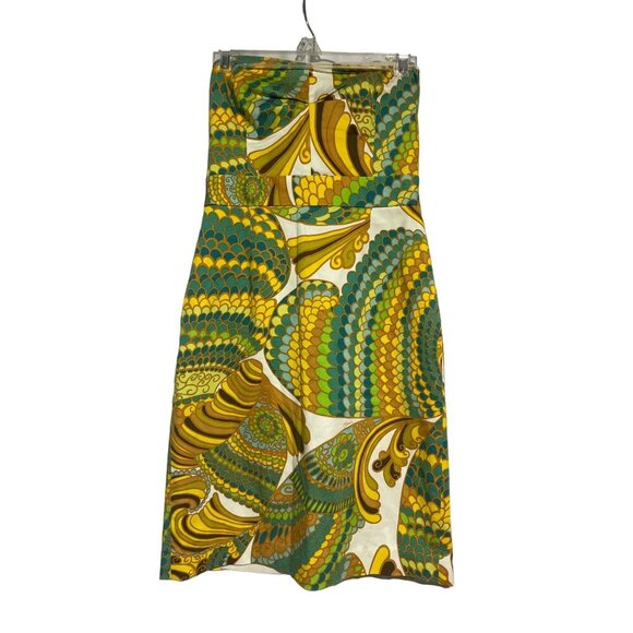 Trina Turk Banana Republic Cora Pisces Strapless Dress Green Yellow Size 0 - Picture 1 of 5